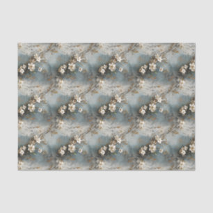 Dusty Blue Shabby Floral Design Decoupage Paper