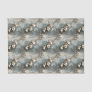 Dusty Blue Shabby Floral Design Decoupage Paper