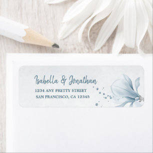 dusty blue shades flowers wedding return address