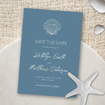 Dusty Blue Shell Beach Ocean Destination Wedding Save The Date<br><div class="desc">Dusty Blue Modern Shell Beach Ocean Destination Wedding Save the Date Card. Celebrate your special day with this elegant and beautiful wedding invitation design to beautify your special occasion. All the texts are pre-arranged for you to personalize easily and quickly with your own details.</div>