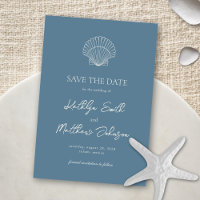 Dusty Blue Shell Beach Ocean Destination Wedding