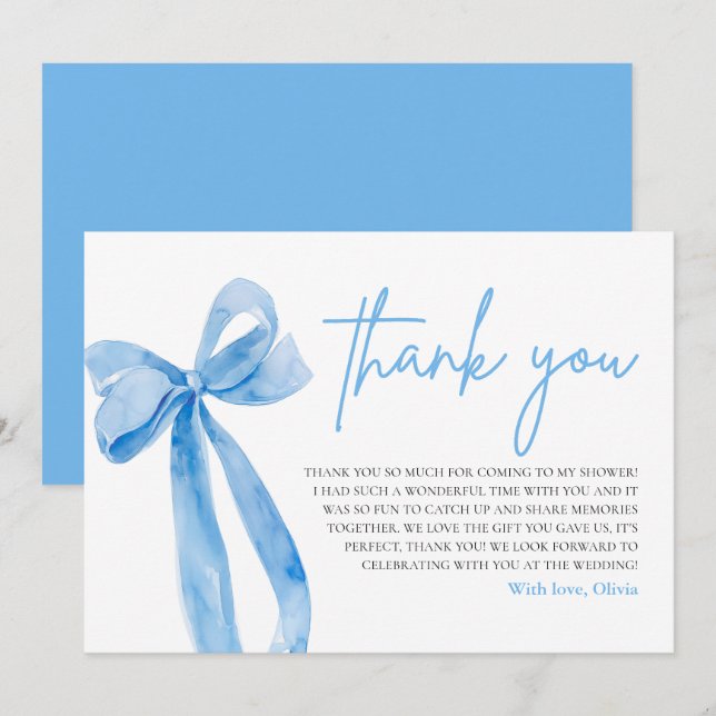 Dusty Blue She's Tying the Knot Thank You Card (Front/Back)