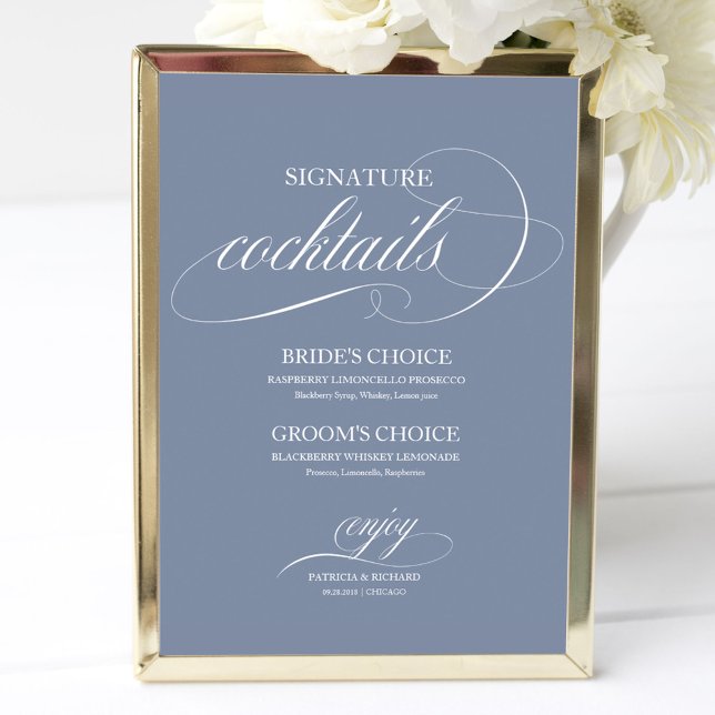 Dusty Blue Signature Cocktails Wedding Sign (Creator Uploaded)
