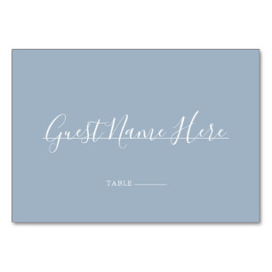 Dusty Blue Signature Script Wedding Place Card