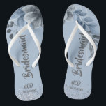 Dusty Blue Silver Geometric Flora Bridesmaid Favou Flip Flops<br><div class="desc">You will love this dusty blue and silver geometric frame and florals,  a touch of silver glitter and dusty blue Kraft paper textures. Great for your wedding celebrations!</div>