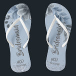 Dusty Blue Silver Geometric Flora Bridesmaid Favou Flip Flops<br><div class="desc">You will love this dusty blue and silver geometric frame and florals,  a touch of silver glitter and dusty blue Kraft paper textures. Great for your wedding celebrations!</div>