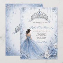 Dusty Blue Silver Glitter Dress Winter Sweet 16