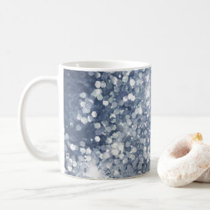 Dusty Blue Silver Glitter Sparkly Coffee Mug
