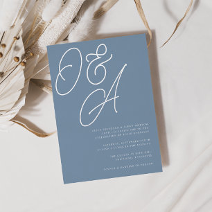 Dusty Blue Silver Script Monogram Wedding