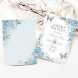 Dusty Blue Silver Sweet 16 Butterfly Birthday Invitation<br><div class="desc">The perfect invitation for your daughter's sweet 16 is finally here! This chic invite features elegant watercolor dusty blue roses,  sweet butterflies and modern geometric silver frame.  Click the "customize further" button if you wish to re-arrange and format the style and placement of the text.</div>