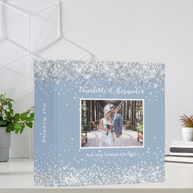 Dusty blue silver wedding photo binder (Creator Uploaded)