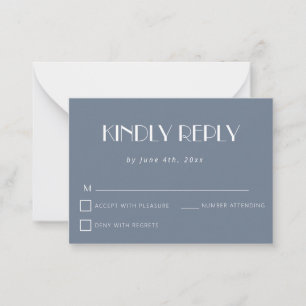 Dusty Blue Simple Budget Wedding Carte RSVP