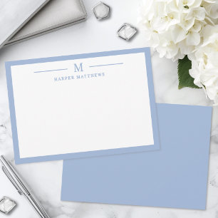 Dusty Blue Simple Classic Personalized Stationery Card