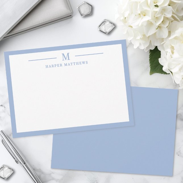Dusty Blue Simple Classic Personalized Stationery Card (Dusty Blue Simple Classic Personalized Stationery Note Card )