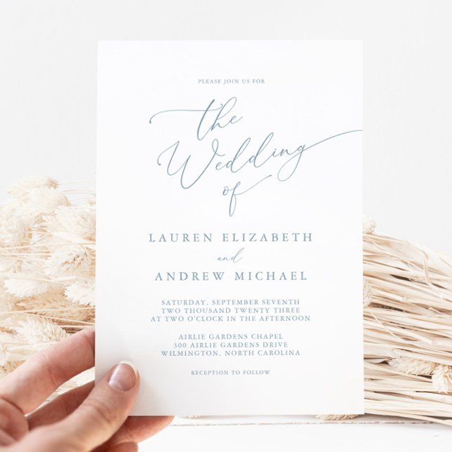 Dusty Blue Simple Élégant Mariage Invitation (Créateur téléchargé)