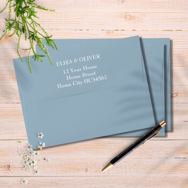 Dusty Blue Simple Elegant  Return Address Envelope (Creator Uploaded)