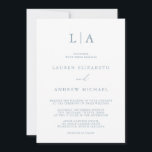 Dusty Blue Simple Elegant Wedding Invitation<br><div class="desc">Beautiful,  elegant and simple,  minimalist wedding invitation. Fully customizable with monogram/initials,  names,  dates,  location and colours to match your wedding theme.</div>