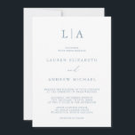 Dusty Blue Simple Elegant Wedding Invitation<br><div class="desc">Beautiful,  elegant and simple,  minimalist wedding invitation. Fully customizable with monogram/initials,  names,  dates,  location and colours to match your wedding theme.</div>