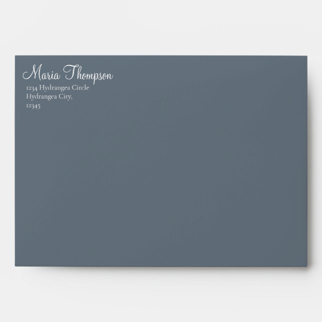 Dusty Blue Simple Elegant Wedding Invitation 5x7 Envelope (Front)