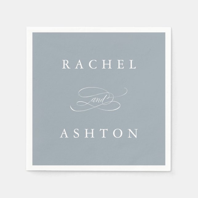 Dusty Blue Simple Elegant Wedding Napkins (Front)