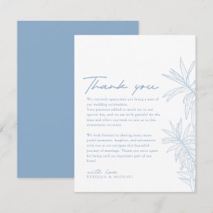 Dusty Blue Simple Hand Drawn Botanical Thank You Card