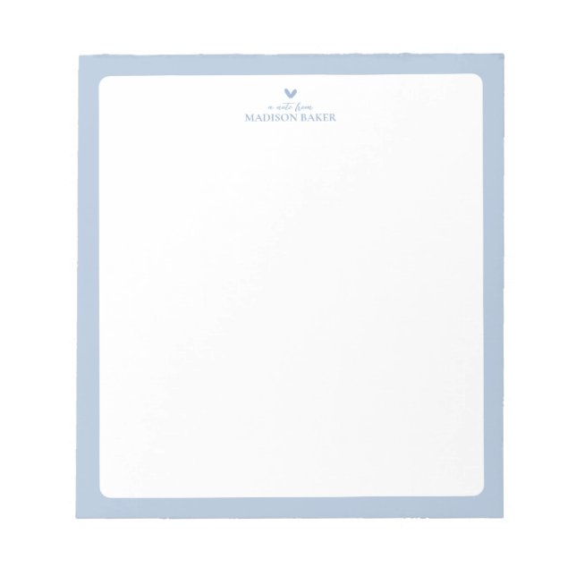 Dusty Blue | Simple Heart Personalized Notepad (Front)