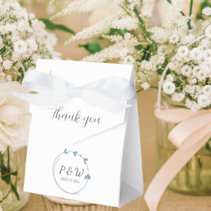 Dusty Blue Simple Heart Wreath Monogram Wedding Favor Box