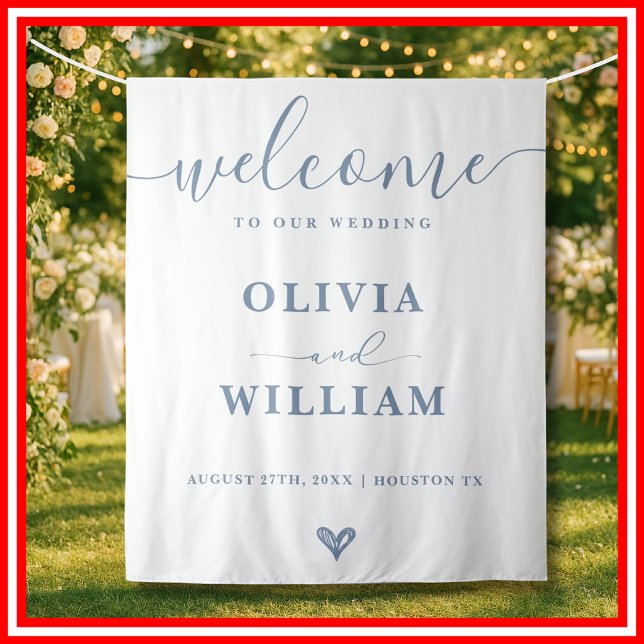 Dusty Blue | Simple Minimalist Wedding Welcome Tapestry (Creator Uploaded)
