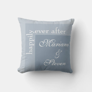 Dusty Blue Simple Modern Chic Script Wedding Throw Pillow