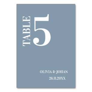 Dusty Blue Simple Modern Elegance Wedding Table Number
