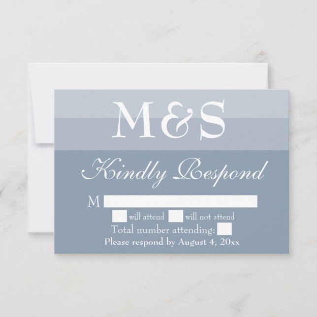 Dusty Blue Simple moderne Script Wedding Carte RSV (Devant)