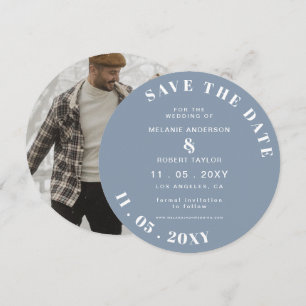 Dusty Blue Simple Photo Save The Save The Date