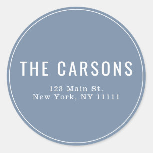Dusty Blue Simple Round Return Address Label