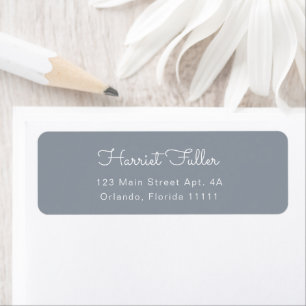 Dusty Blue Simple Script Return Address Label