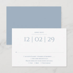 Dusty Blue Simple Special Date Wedding RSVP Card