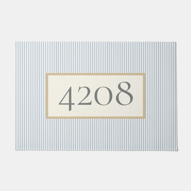 Dusty Blue Simple Stripes Classic Doormat (Front)