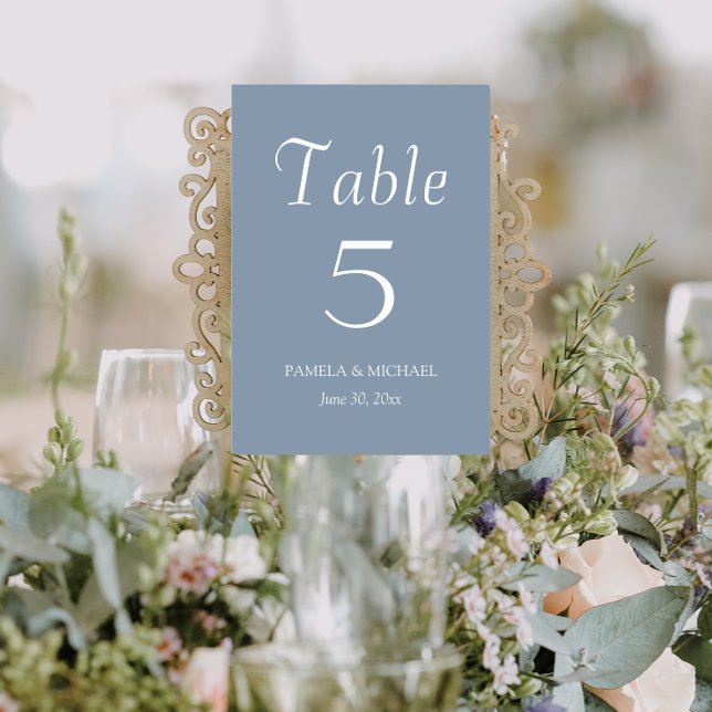 Dusty Blue Simple Style Wedding Table Number (In Situ Wedding)