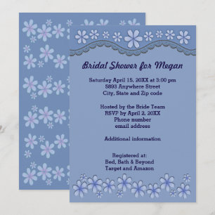 Dusty Blue Six Petal Fête des mariées Invitation