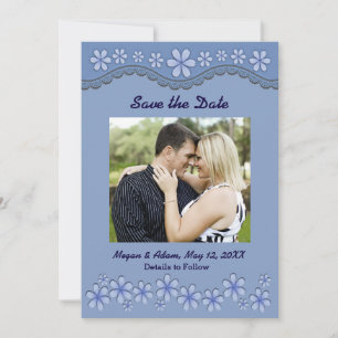 Dusty Blue Six Petal Flower Enregistrer la carte d