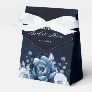 Dusty Blue Slate Navy Botanica Bridal Shower       Favor Box