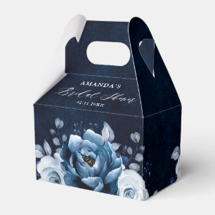 Dusty Blue Slate Navy Botanical Bridal Shower Favor Box