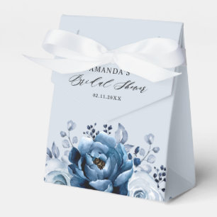 Dusty Blue Slate Navy Botanical Bridal Shower Favor Box