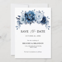 Dusty Blue Slate Navy Floral Botanical Wedding