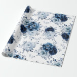 Dusty Blue Slate Navy Floral Botanical Wedding Wra Wrapping Paper<br><div class="desc">Elegant Dusty blue / Navy theme wedding wrapping paper featuring elegant bouquet of Dusty blue,  Navy,  slate rose flowers buds and blue eucalyptus leaves. Please contact me for any help in customization or if you need any other product with this design.</div>