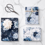 Dusty Blue Slate Navy Floral Botanical Wedding Wra Wrapping Paper Sheet<br><div class="desc">Elegant Dusty blue / Navy theme wedding wrapping paper sheet featuring elegant bouquet of Dusty blue,  Navy,  slate rose flowers buds and blue eucalyptus leaves. Please contact me for any help in customization or if you need any other product with this design.</div>