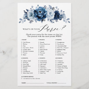 Dusty Blue Slate Navy Floral Bridal shower game