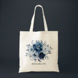 Dusty Blue Slate Navy Floral Bridesmaid Gift Tote Bag<br><div class="desc">Elegant Dusty blue / Navy theme bridesmaid gift tote bag featuring elegant bouquet of Dusty blue,  Navy,  slate rose flowers buds and blue eucalyptus leaves. Please contact me for any help in customization or if you need any other product with this design.</div>