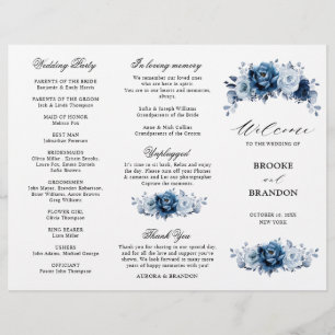 Dusty Blue Slate Navy Programme de mariage botaniq