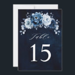 Dusty Blue Slate Navy Wedding Table Number Card<br><div class="desc">Elegant Dusty blue / Navy theme table number card featuring elegant bouquet of Dusty blue,  Navy,  slate rose flowers buds and blue eucalyptus leaves. Please contact me for any help in customization or if you need any other product with this design.</div>