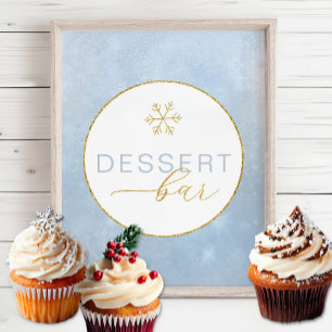 Dusty Blue Snowflake Dessert Bar Sign